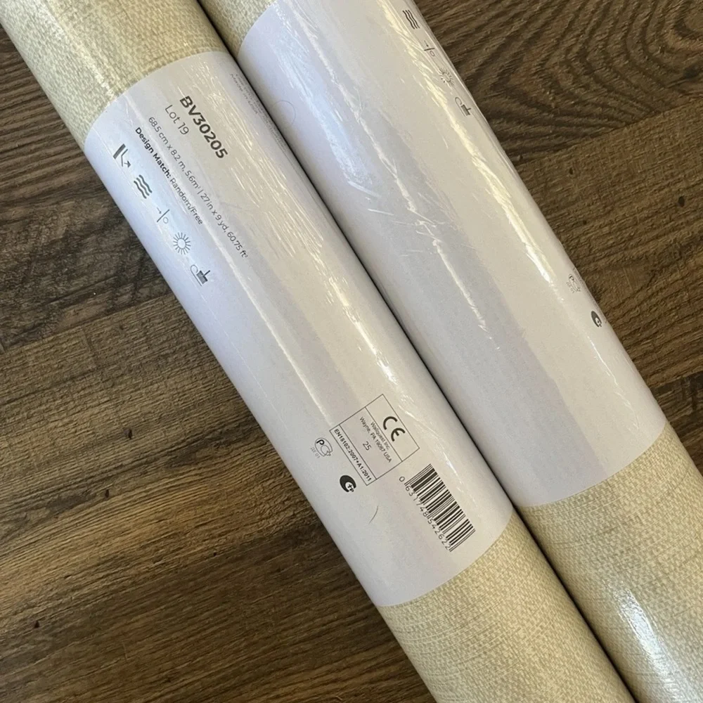 NWT SEABROOK Wallpaper BV30205 Easy Living Alabaster 2 Dbl Rolls Faux Grasscloth
